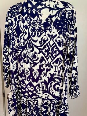 Zara Navy and White Printed Tunic Top